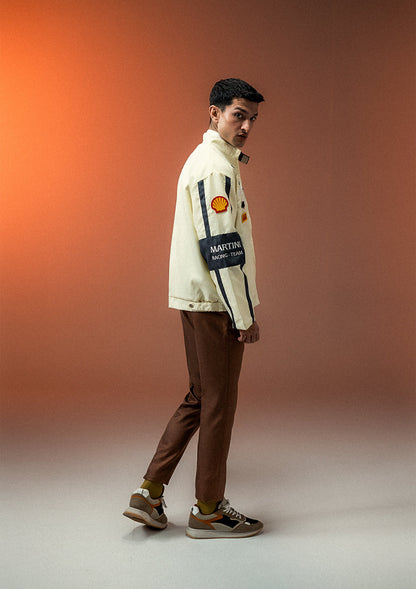Evo Unisex Apex Racer Beige & Grey Racer Jacket