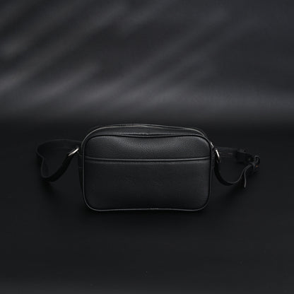 Gucci Black Leather Embossed Logo Belt Bag