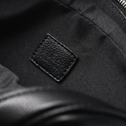 Gucci Black Leather Embossed Logo Belt Bag