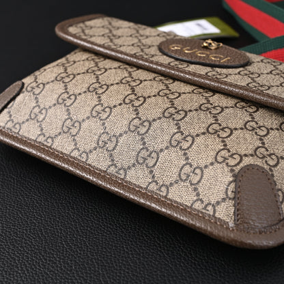 Gucci Ophidia GG Supreme Mini Belt Bag – Beige/Ebony with Web Stripe