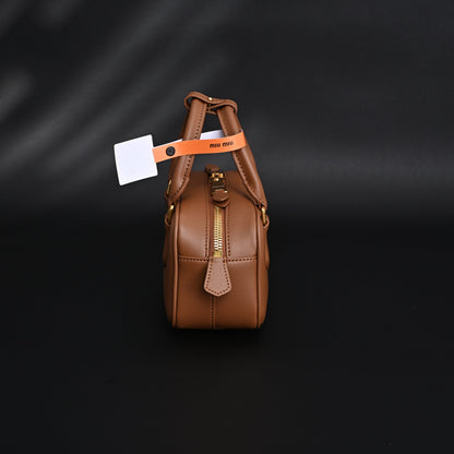 Miu Miu Leather Top Handle Satchel – Caramel Brown