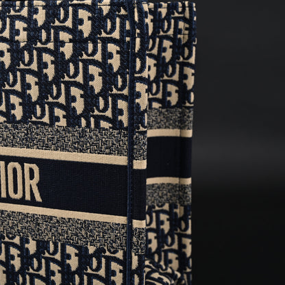 Christian Dior Large Book Tote – Blue Oblique Embroidery