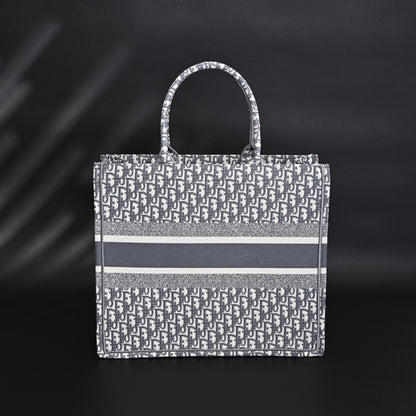 Christian Dior Large Book Tote – Grey Oblique Embroidery