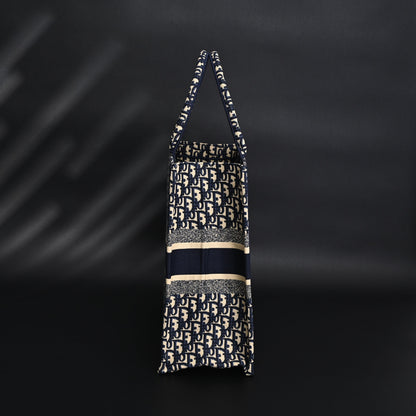 Christian Dior Large Book Tote – Blue Oblique Embroidery