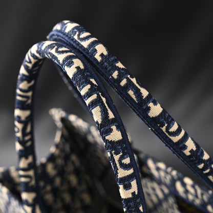 Christian Dior Large Book Tote – Blue Oblique Embroidery